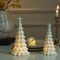 Light Up Ceramic Christmas Tree, 2 Pack Lighted Porcelain Christmas Tree with Star, Matte White Small Xmas Tree Table Centerpiece Xmas Tree Figurines for Tabletop Decor